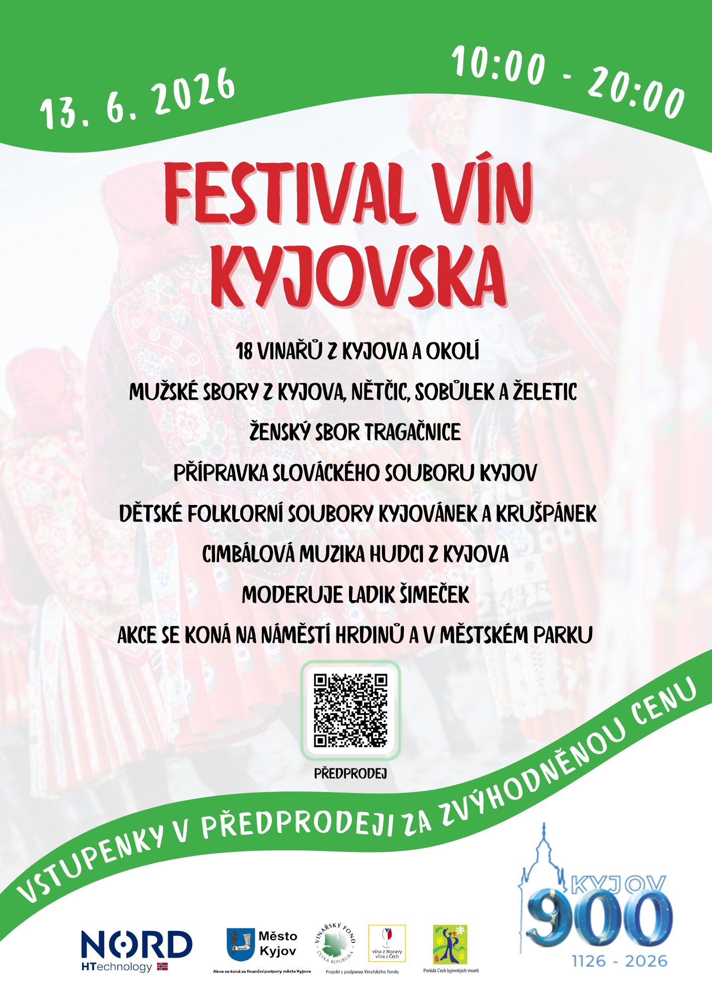 Plakát Festivalu vín Kyjovska 2026 – 13. června, náměstí Hrdinů, Kyjov